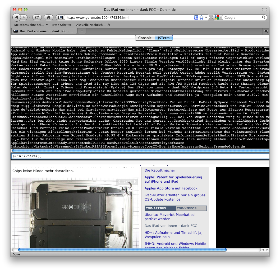 Interaktive Javascript-Konsole